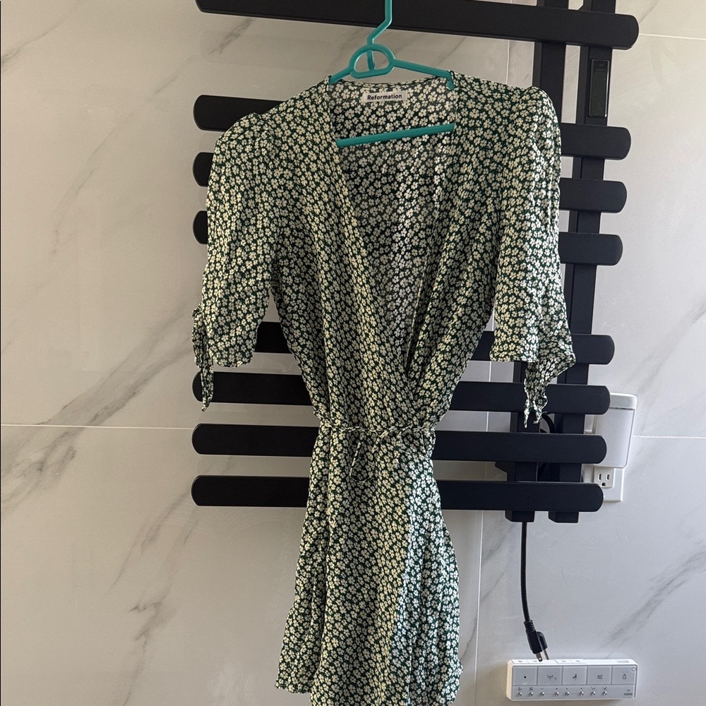 Reformation Green Floral Mini Dress